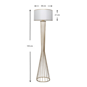 Φωτιστικό δαπέδου Clarke Megapap μέταλλο/ύφασμα χρώμα χρυσό/λευκό 38x21x155εκ. - Image 3