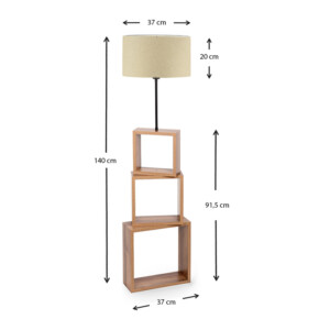Φωτιστικό δαπέδου Claude Megapap Mdf/fabric Pvc χρώμα καφέ/μπεζ 37x20x140εκ. - Image 3