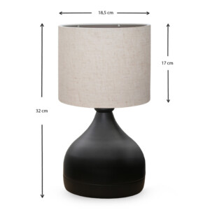 Φωτιστικό επιτραπέζιο Neil Megapap ύφασμα/μέταλλο χρώμα κρεμ/μαύρο 18,5x17x32εκ. - Image 3