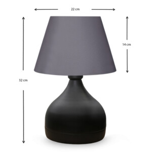 Φωτιστικό επιτραπέζιο Hubert Megapap ύφασμα/μέταλλο χρώμα γκρι/μαύρο 22x14x32εκ. - Image 3