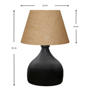 Φωτιστικό επιτραπέζιο Hubert Megapap ύφασμα/μέταλλο χρώμα καφέ/μαύρο 22x14x32εκ. - Image 3