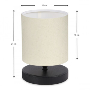 Φωτιστικό επιτραπέζιο Hassard Megapap ύφασμα/Mdf χρώμα κρεμ/μαύρο 15x16x22εκ. - Image 3