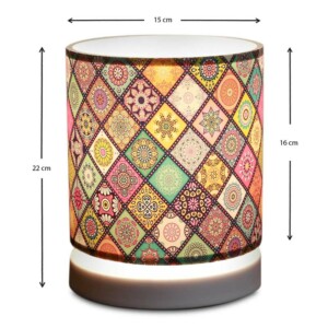 Φωτιστικό επιτραπέζιο Hassard Megapap ύφασμα/Mdf χρώμα πολύχρωμο/λευκό 15x16x22εκ. - Image 3