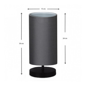 Φωτιστικό επιτραπέζιο Winkler Megapap ύφασμα/ξύλο/μέταλλο χρώμα ανθρακί/μαύρο 15x24x30εκ. - Image 3