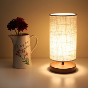 Φωτιστικό επιτραπέζιο Winkler Megapap wicker ύφασμα/ξύλο/μέταλλο χρώμα ανοιχτό καφέ 15x15x30εκ. - Image 2