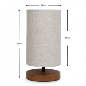 Φωτιστικό επιτραπέζιο Winkler Megapap wicker ύφασμα/ξύλο/μέταλλο χρώμα ανοιχτό καφέ 15x15x30εκ. - Image 3