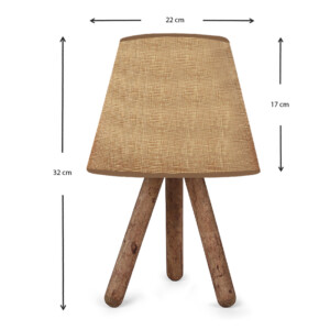 Φωτιστικό επιτραπέζιο Lander Megapap ύφασμα Pvc/ξύλο χρώμα μπεζ άμμου/καφέ 22x17x32εκ. - Image 3