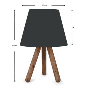 Φωτιστικό επιτραπέζιο Lander Megapap ύφασμα Pvc/ξύλο χρώμα μαύρο/καφέ 22x17x32εκ. - Image 3
