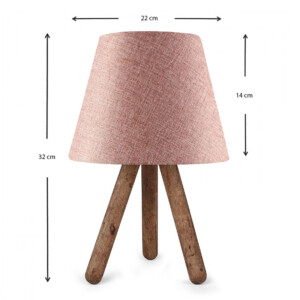 Φωτιστικό επιτραπέζιο Lander Megapap ύφασμα Pvc/ξύλο χρώμα ροζ/καφέ 22x14x32εκ. - Image 3
