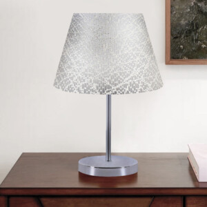 Φωτιστικό επιτραπέζιο Jules Megapap ύφασμα Pvc χρώμα λευκό/ασημί 22x17x37εκ. - Image 2