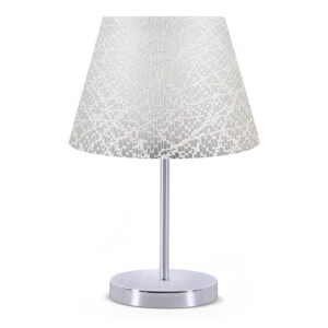 Φωτιστικό επιτραπέζιο Jules Megapap ύφασμα Pvc χρώμα λευκό/ασημί 22x17x37εκ.