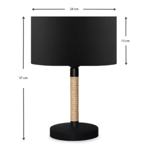 Φωτιστικό επιτραπέζιο Jean Megapap ύφασμα/σχοινί/χρώμιο χρώμα μαύρο/φυσικό 24x13x37εκ. - Image 3