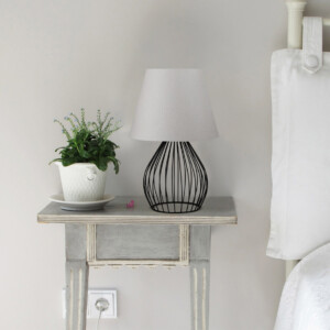 Φωτιστικό επιτραπέζιο Akerlind Megapap ύφασμα Pvc/μέταλλο χρώμα ανοιχτό γκρι/μαύρο 22x17x36εκ. - Image 2