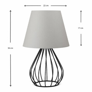 Φωτιστικό επιτραπέζιο Akerlind Megapap ύφασμα Pvc/μέταλλο χρώμα ανοιχτό γκρι/μαύρο 22x17x36εκ. - Image 3