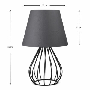 Φωτιστικό επιτραπέζιο Akerlind Megapap ύφασμα Pvc/μέταλλο χρώμα ανθρακί/μαύρο 22x17x36εκ. - Image 3