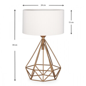 Φωτιστικό επιτραπέζιο Vanstone Megapap ύφασμα/μέταλλο χρωμα κρεμ/χρυσό 24x15x39εκ. - Image 3