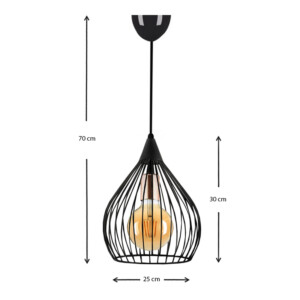 Φωτιστικό οροφής Koert Megapap μεταλλικό μονόφωτο χρώμα μαύρο 25x30x70εκ. - Image 3