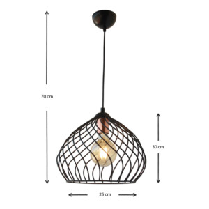 Φωτιστικό οροφής Dennis Megapap μεταλλικό μονόφωτο χρώμα μαύρο 21x30x70εκ. - Image 3