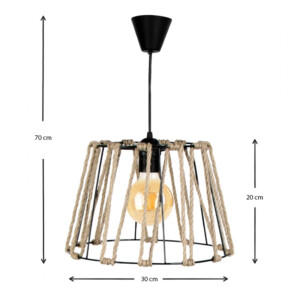 Φωτιστικό οροφής Andrew Megapap μέταλλο/σχοινί μονόφωτο χρώμα μαύρο φυσικό 30x30x20εκ. - Image 3