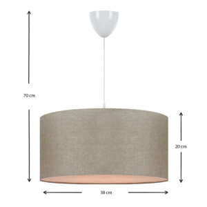 Φωτιστικό οροφής Monahan Megapap υφασμάτινο μονόφωτο χρώμα μπεζ άμμου 38x20x70εκ. - Image 3