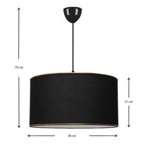 Φωτιστικό οροφής Alloy Megapap υφασμάτινο μονόφωτο χρώμα μαύρο 38x20x70εκ. - Image 3