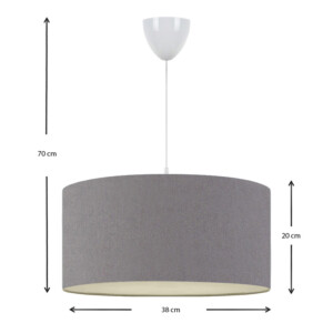 Φωτιστικό οροφής Monahan Megapap υφασμάτινο μονόφωτο χρώμα γκρι 38x20x70εκ. - Image 3