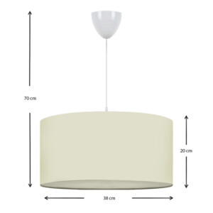 Φωτιστικό οροφής Monahan Megapap υφασμάτινο μονόφωτο χρώμα εκρού 38x20x70εκ. - Image 3