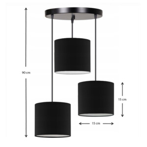 Φωτιστικό οροφής Rosie Megapap υφασμάτινο τρίφωτο χρώμα μαύρο 15x15x90εκ. - Image 3