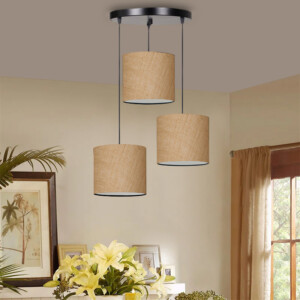 Φωτιστικό οροφής Rosie Megapap γιούτα ύφασμα τρίφωτο χρώμα φυσικό 15x15x90εκ. - Image 2