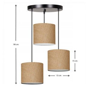 Φωτιστικό οροφής Rosie Megapap γιούτα ύφασμα τρίφωτο χρώμα φυσικό 15x15x90εκ. - Image 3