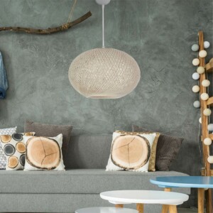 Φωτιστικό οροφής Gibson Megapap από σχοινί μονόφωτο χρώμα μπεζ 40x21x70εκ. - Image 2