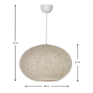 Φωτιστικό οροφής Gibson Megapap από σχοινί μονόφωτο χρώμα μπεζ 40x21x70εκ. - Image 3