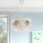 Φωτιστικό οροφής Goofy Megapap υφασμάτινο μονόφωτο με χαρούμενα ελεφαντάκια 30x20x70εκ. - Image 2