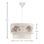 Φωτιστικό οροφής Goofy Megapap υφασμάτινο μονόφωτο με χαρούμενα ελεφαντάκια 30x20x70εκ. - Image 3