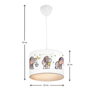 Φωτιστικό οροφής Goofy Megapap υφασμάτινο μονόφωτο με χαριτωμένα ελεφαντάκια 24x22x70εκ. - Image 3
