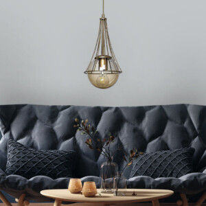 Φωτιστικό οροφής Chavi Megapap E27 μεταλλικό μονόφωτο χρώμα χρυσό 18x18x75εκ. - Image 2