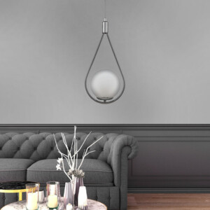 Φωτιστικό οροφής Shemesh Megapap E27  μεταλλικό μονόφωτο χρώμα ασημί 20x20x85εκ. - Image 2