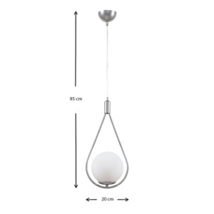 Φωτιστικό οροφής Shemesh Megapap E27  μεταλλικό μονόφωτο χρώμα ασημί 20x20x85εκ. - Image 3