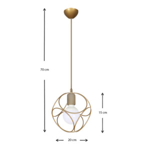 Φωτιστικό οροφής Lusita Megapap E27 μεταλλικό μονόφωτο χρώμα χρυσό 20x20x70εκ. - Image 3
