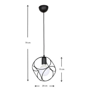 Φωτιστικό οροφής Lusita Megapap E27 μεταλλικό μονόφωτο χρώμα μαύρο 20x20x70εκ. - Image 3