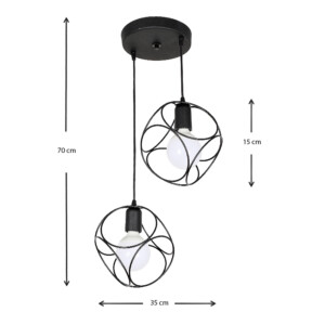 Φωτιστικό οροφής Lusita Megapap E27 μεταλλικό δίφωτο χρώμα μαύρο 35x35x70εκ. - Image 3