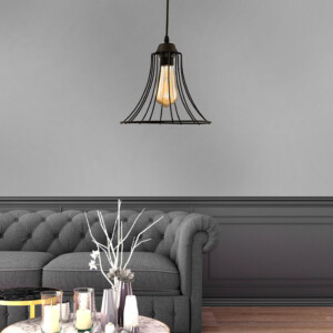 Φωτιστικό οροφής Gerel Megapap E27 μεταλλικό μονόφωτο χρώμα μαύρο 24x24x70εκ. - Image 2