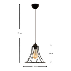 Φωτιστικό οροφής Gerel Megapap E27 μεταλλικό μονόφωτο χρώμα μαύρο 24x24x70εκ. - Image 3