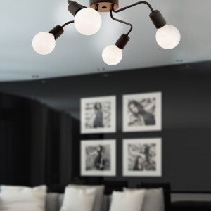 Φωτιστικό οροφής Horus Megapap E27 μεταλλικό τετράφωτο χρώμα μαύρο 48x48x10εκ. - Image 2