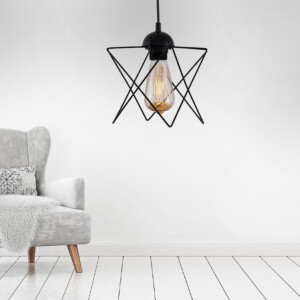 Φωτιστικό οροφής Faven Megapap E27 μεταλλικό μονόφωτο χρώμα μαύρο 17x17x70εκ. - Image 2