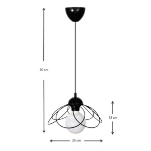 Φωτιστικό οροφής Zufash Megapap E14 μεταλλικό μονόφωτο χρώμα μαύρο 25x25x60εκ. - Image 3