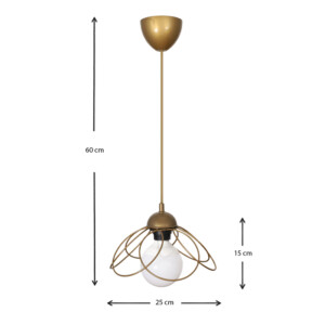 Φωτιστικό οροφής Zufash Megapap E14 μεταλλικό μονόφωτο χρώμα χρυσό 25x25x60εκ. - Image 3