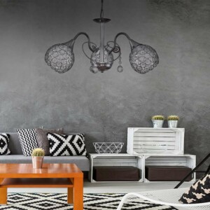 Φωτιστικό οροφής Dagobert Megapap E27 μεταλλικό τρίφωτο χρώμα ασημί 53x53x61εκ. - Image 2