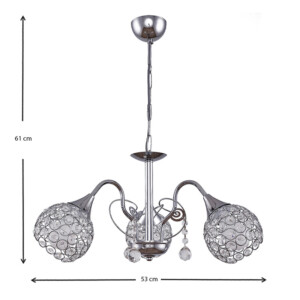Φωτιστικό οροφής Dagobert Megapap E27 μεταλλικό τρίφωτο χρώμα ασημί 53x53x61εκ. - Image 3