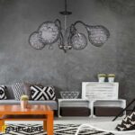 Φωτιστικό οροφής Dagobert Megapap E27 μεταλλικό τετράφωτο χρώμα ασημί 58x58x61εκ. - Image 2